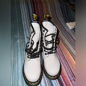 Dr. Martens 1460 Patent Leather Lace Up Grey boots